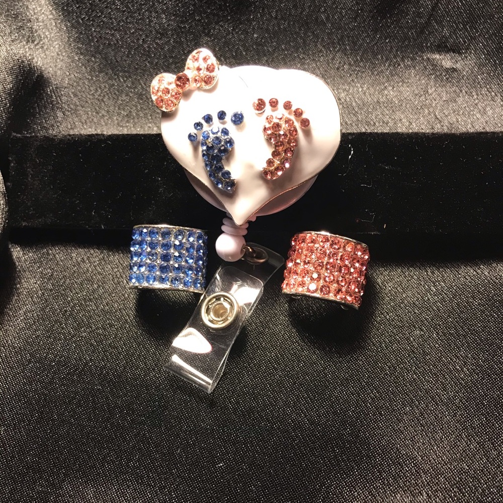 Baby feet reel and 2 stethoscope charms